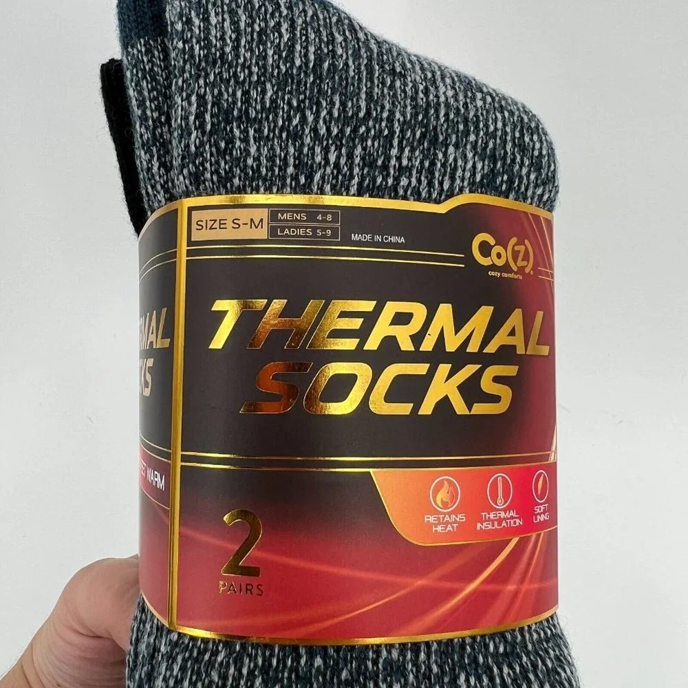 Thermal Socks 2-Pack Insulating Crew Socks Co(Z) sz S/M Men's 4-8/ Women's 5-9